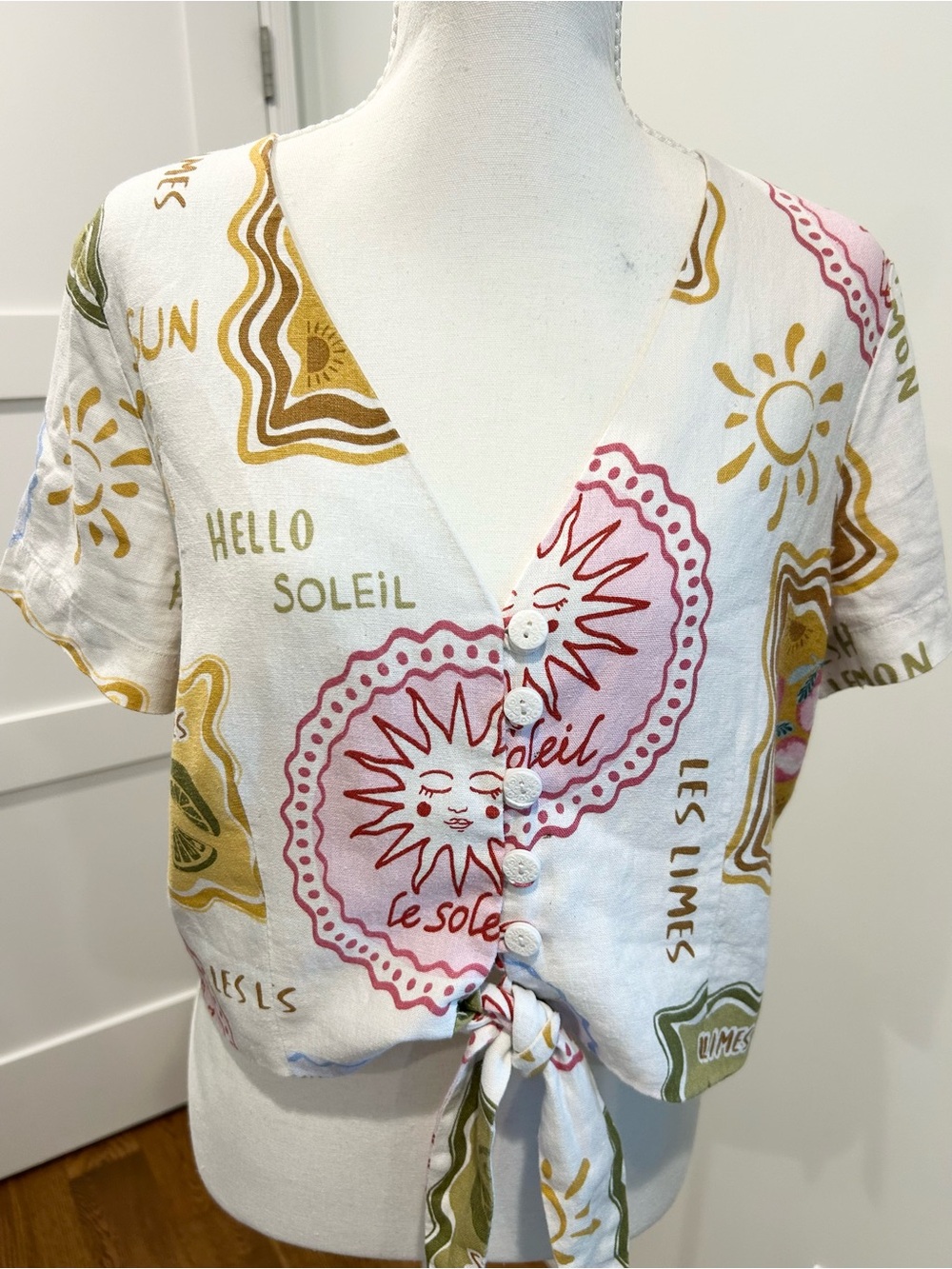 Joie Soleil Linen Tie-Front Top